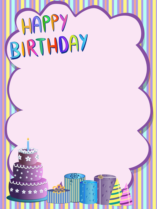 Download Cute happy birthday greeting card vector 01 free download