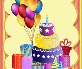Cute happy birthday greeting card vector 02
