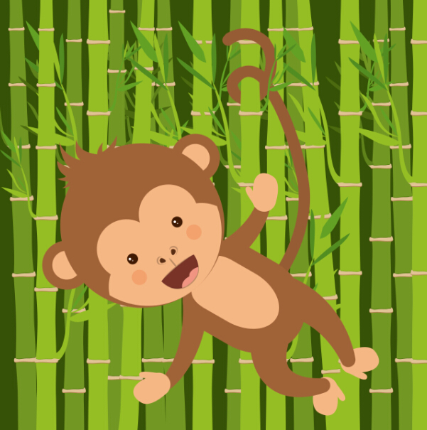 Cute monkey with bamboo vector 06