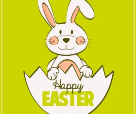Cute rabbit with easter cards vectors graphics 08