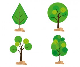 Cute tree vector illustration set 04