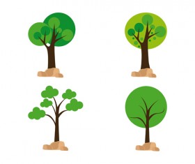 Cute tree vector illustration set 06