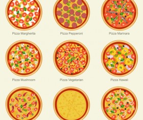 Delicious pizza round icons 02