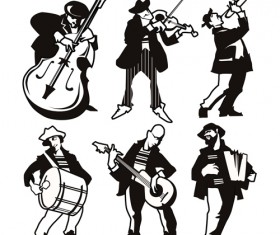 Different musicians vector silhouetter