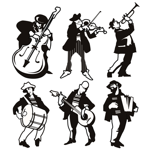 Different musicians vector silhouetter