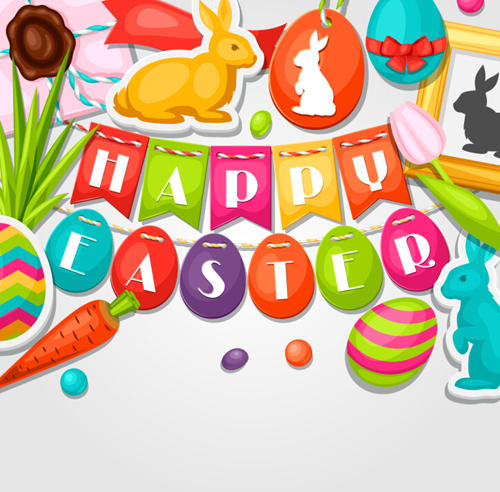 Easter background with sticker vector