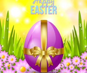 Easter egg with golden ribbon vector material
