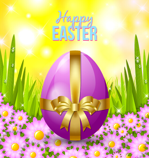 Easter egg with golden ribbon vector material