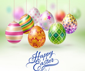 Easter hanging egg with blurs background vector 01
