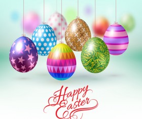 Easter hanging egg with blurs background vector 02