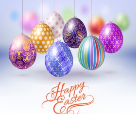 Easter hanging egg with blurs background vector 04