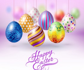 Easter hanging egg with blurs background vector 05