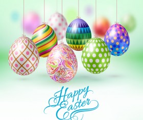 Easter hanging egg with blurs background vector 06