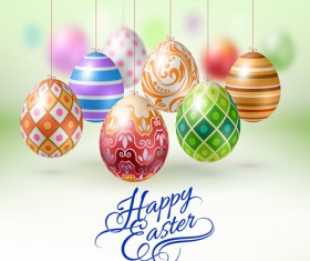 Easter hanging egg with blurs background vector 07