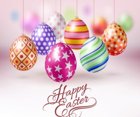 Easter hanging egg with blurs background vector 08