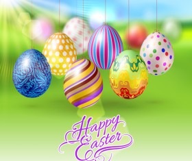 Easter hanging egg with blurs background vector 13