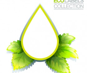Eco labels with green leaves vector 03