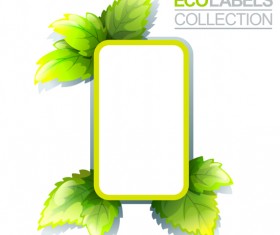 Eco labels with green leaves vector 07