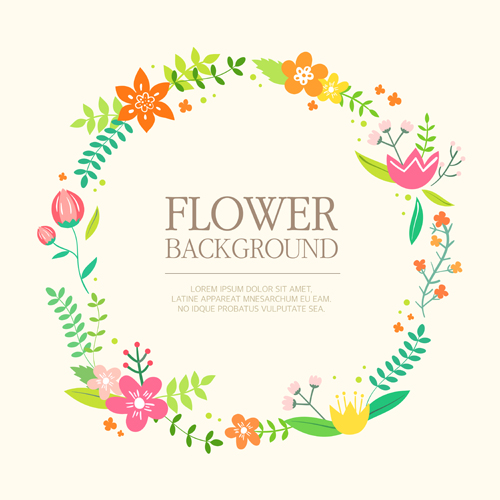 Elegant flower wreath vector background