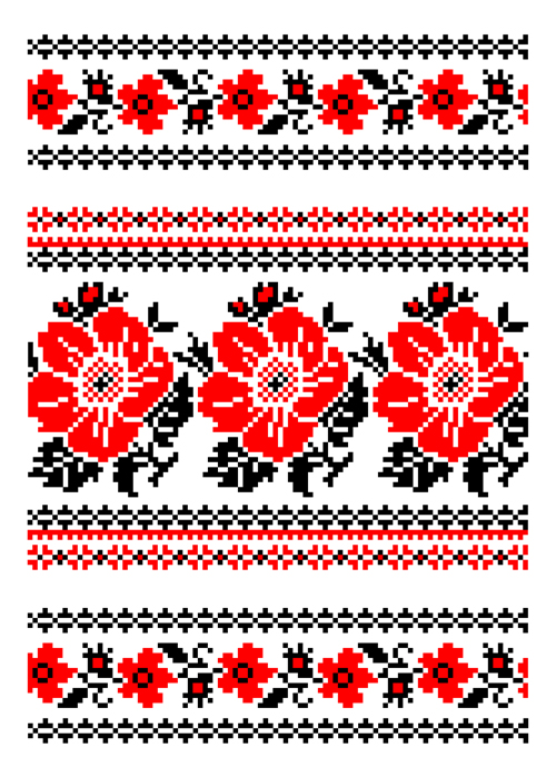 Ethnic embroider seamless pattern vector 01