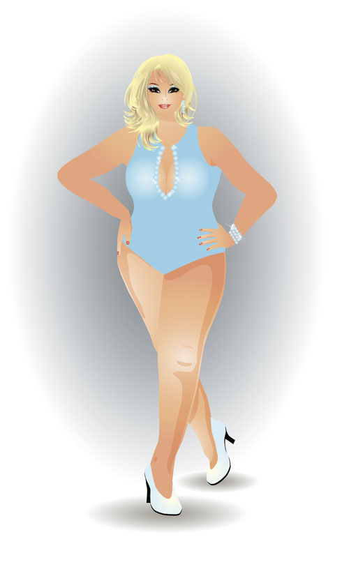Fashion fat girl vector graphics 03