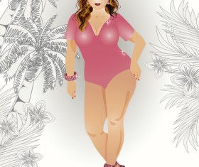 Fashion fat girl vector graphics 06