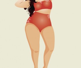 Fashion fat girl vector graphics 09