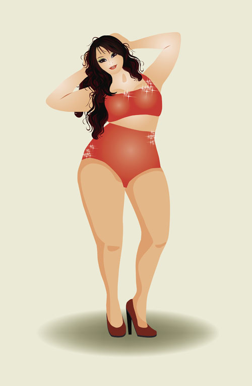 Fashion fat girl vector graphics 09