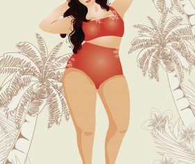 Fashion fat girl vector graphics 10
