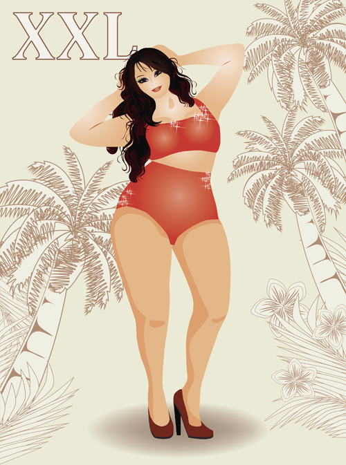Fashion fat girl vector graphics 10