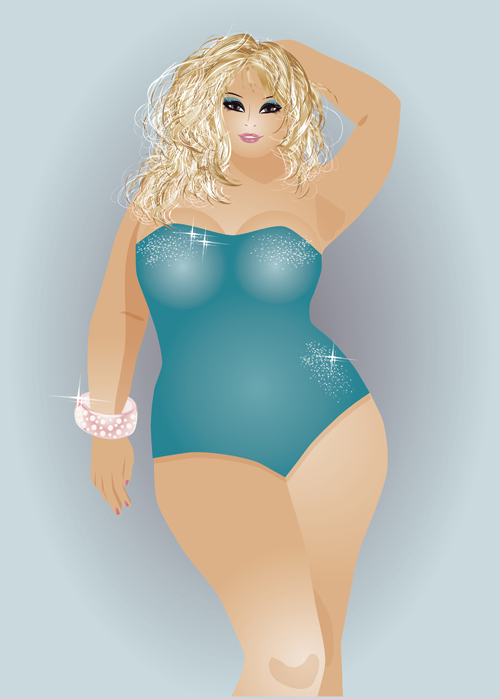 Fashion fat girl vector graphics 13
