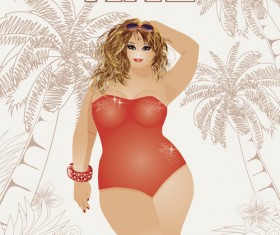 Fashion fat girl vector graphics 14