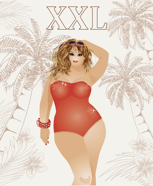 Fashion fat girl vector graphics 14