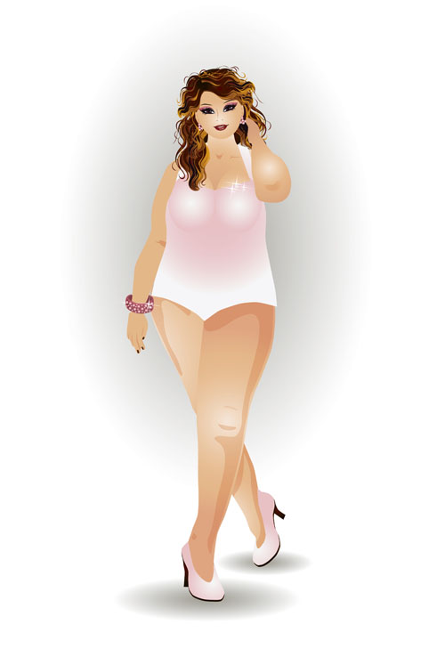 Fashion fat girl vector graphics 15