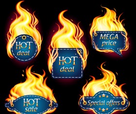 Fire labels vector illustration set 01