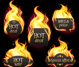 Fire labels vector illustration set 02