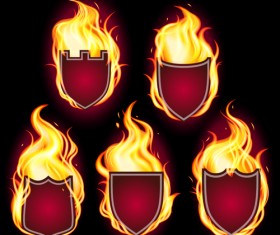 Fire labels vector illustration set 03