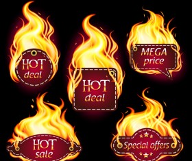 Fire labels vector illustration set 05