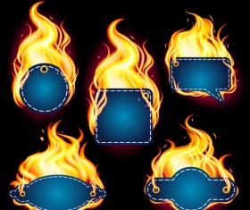 Fire labels vector illustration set 06