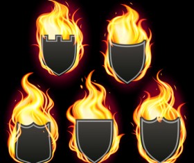 Fire labels vector illustration set 07