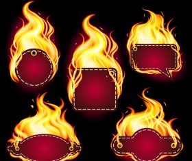 Fire labels vector illustration set 08
