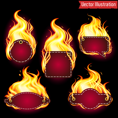 Fire labels vector illustration set 08