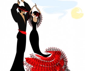 Flamenco dancer design vector 01