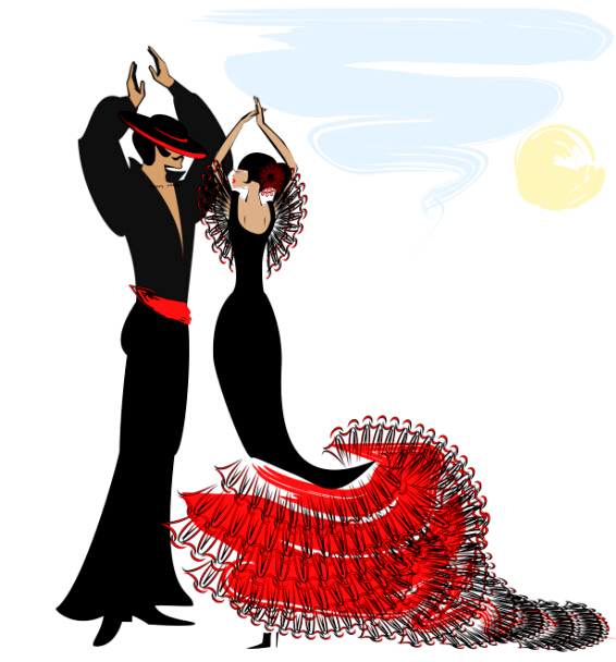 Flamenco dancer design vector 01