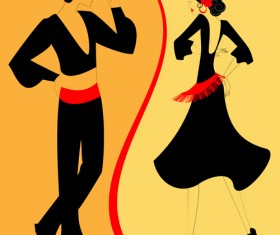 Flamenco dancer design vector 02