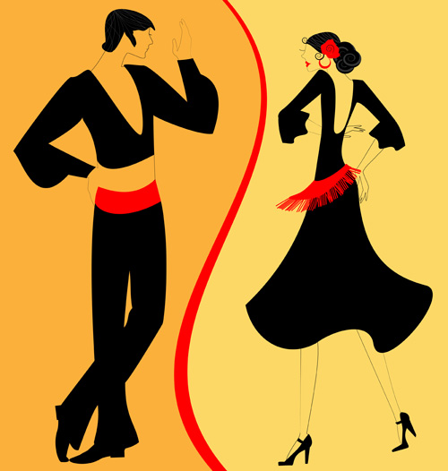 Flamenco dancer design vector 02