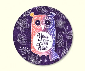 Floral owl card vector 01