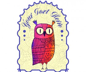 Floral owl card vector 03