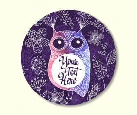 Floral owl card vector 04