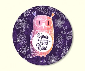 Floral owl card vector 05